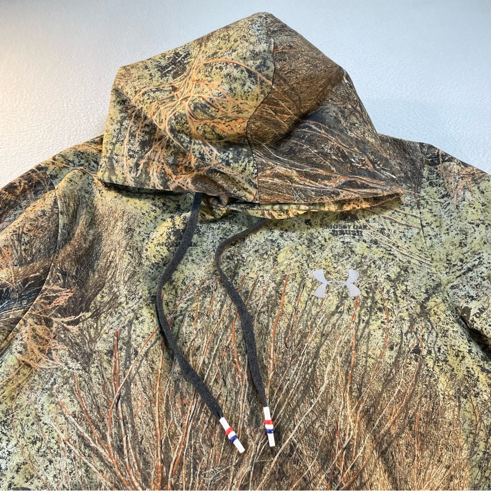 Under Armour Unisex Mossy Oak Brush Camouflage Pull Over Fitted Hoodie Size XL